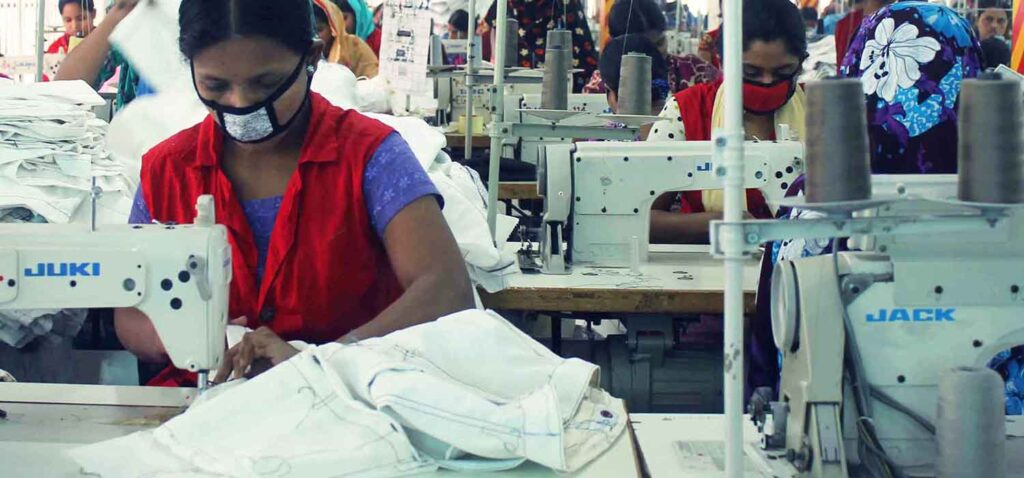 Sewing section from the sportswear factory profile